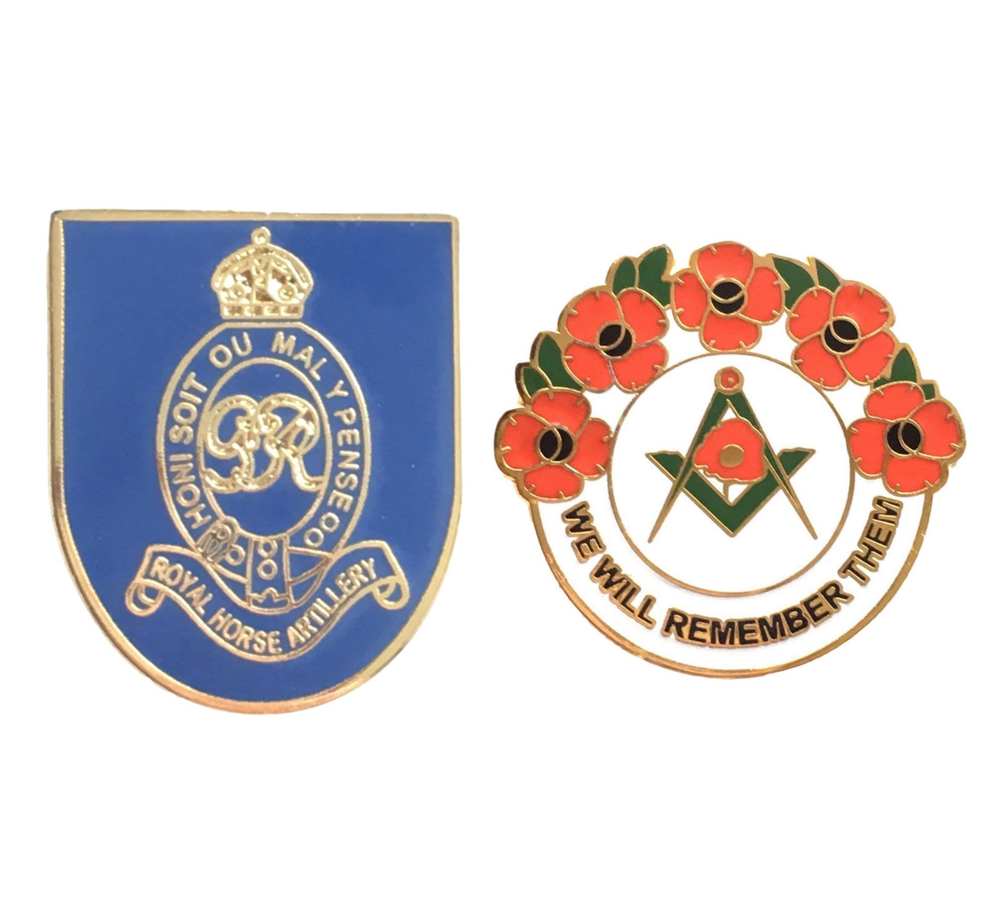 Smartbadge®Royal Horse Artillery Regiment British Army Military Badge And Masonic We Will Remember Hard Enamel Lapel Pin Badges