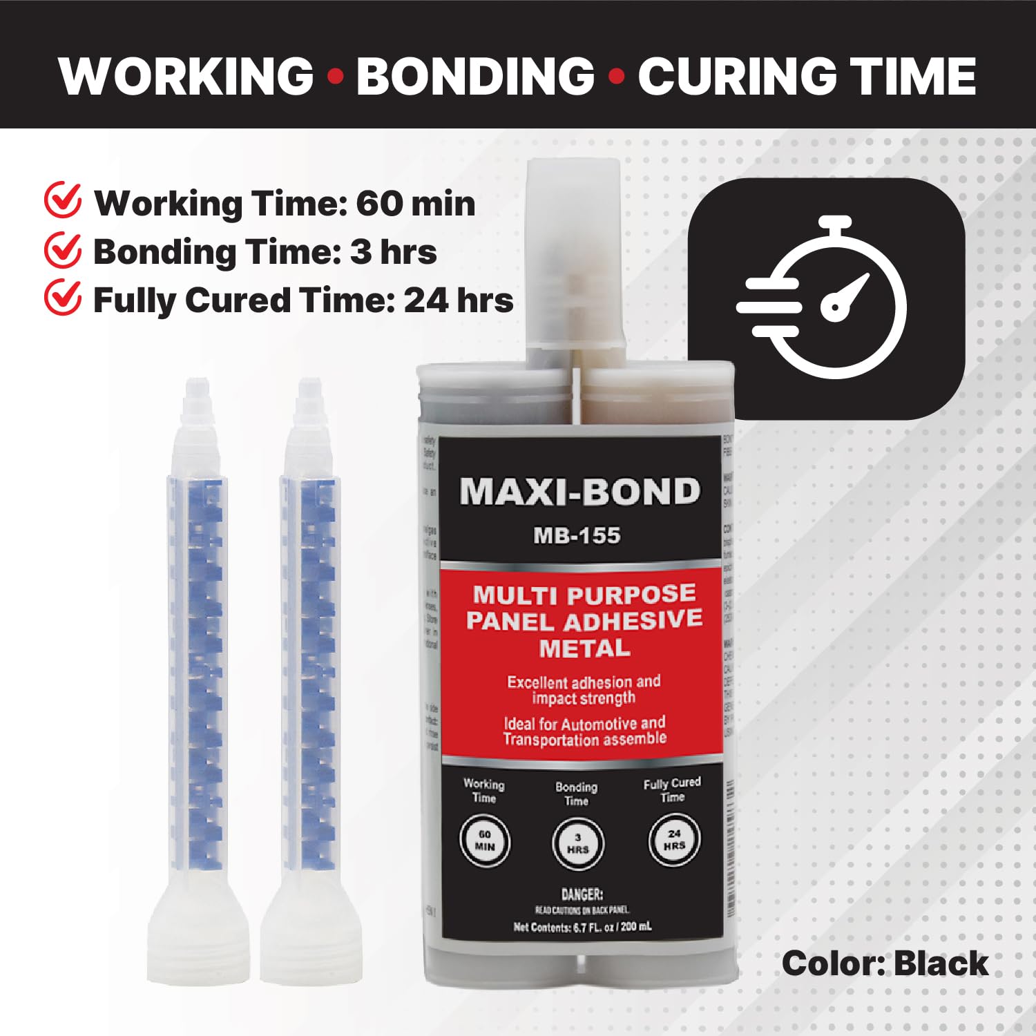 Maxi-Bond Multi-Purpose Panel Adhesive Metal, Two Part Epoxy Adhesive, Non-Sagging, High Strength, Bond to Molding Compound Panels, Metal, Fiberglass - Panel Bond Adhesive (MB-155) (1)