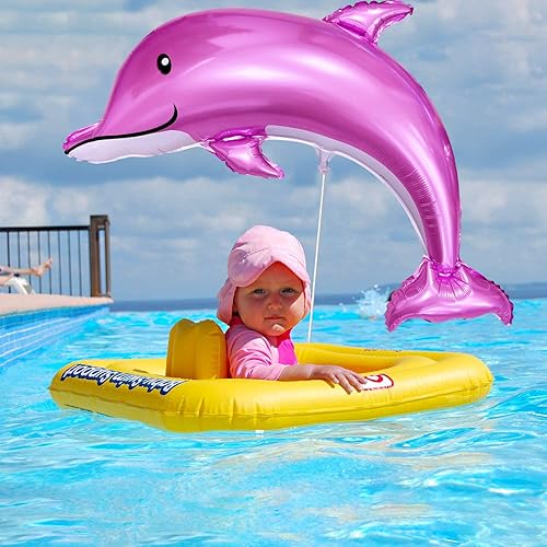 Miniatura 5 de timecity Globos grandes de papel de aluminio de delfín de peces, 5 globos de animales del océano, globos de Mylar de animales marinos para niños,