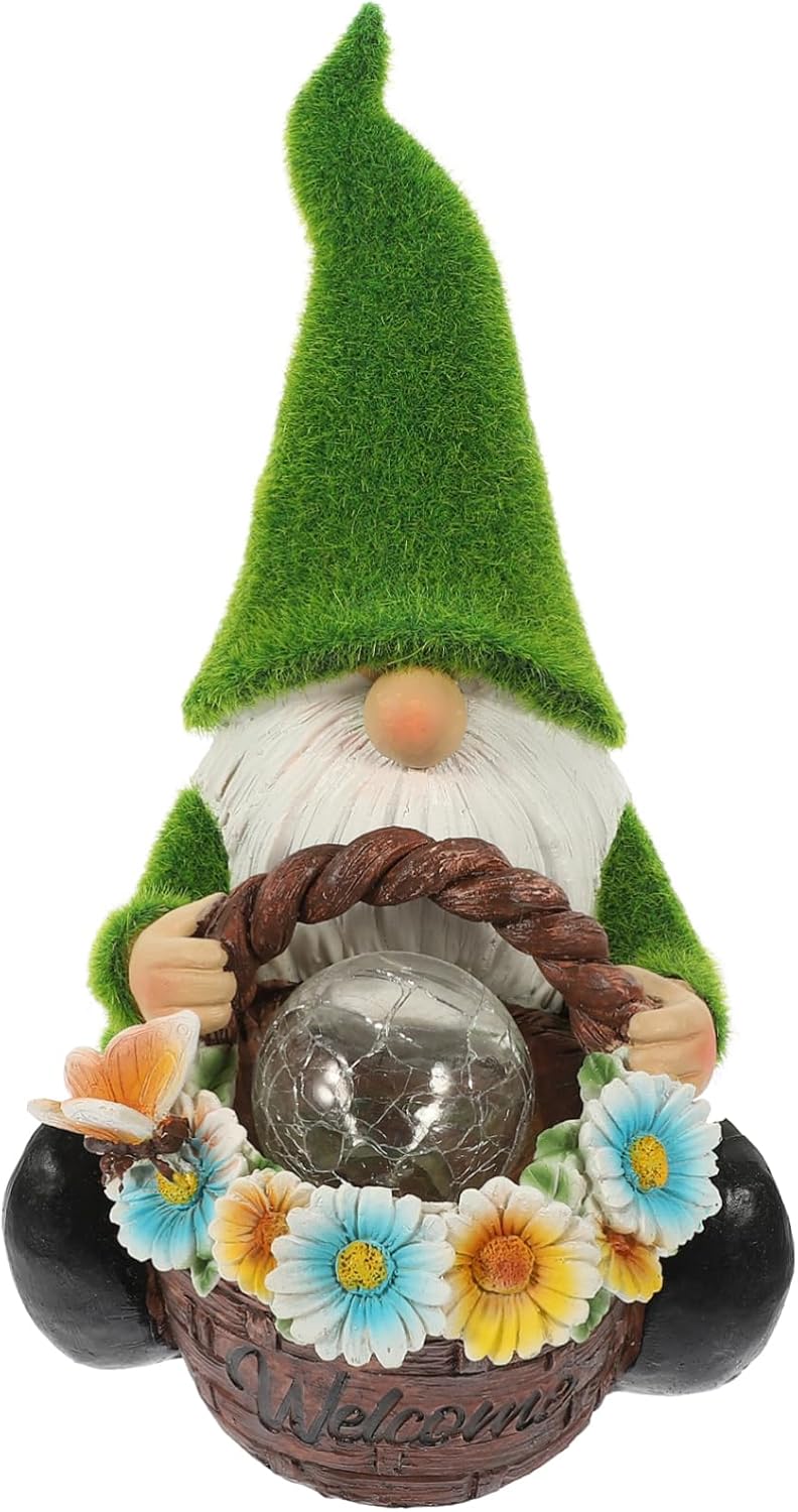 Milisten Creative Solar Gnome Figurine Garden Light Resin Night Lamp Decor for Outdoor Spaces for Christmas Housewarming and Garden Parties