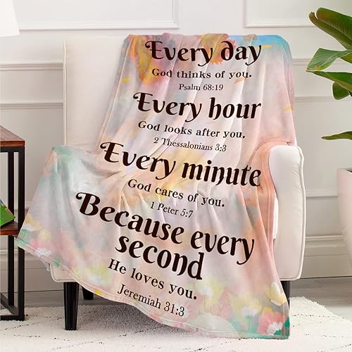 Regalos cristianos para mujeres, regalos religiosos de 50 x 60 pulgadas, manta con pensamientos inspiradores y oraciones, manta religiosa, regalos