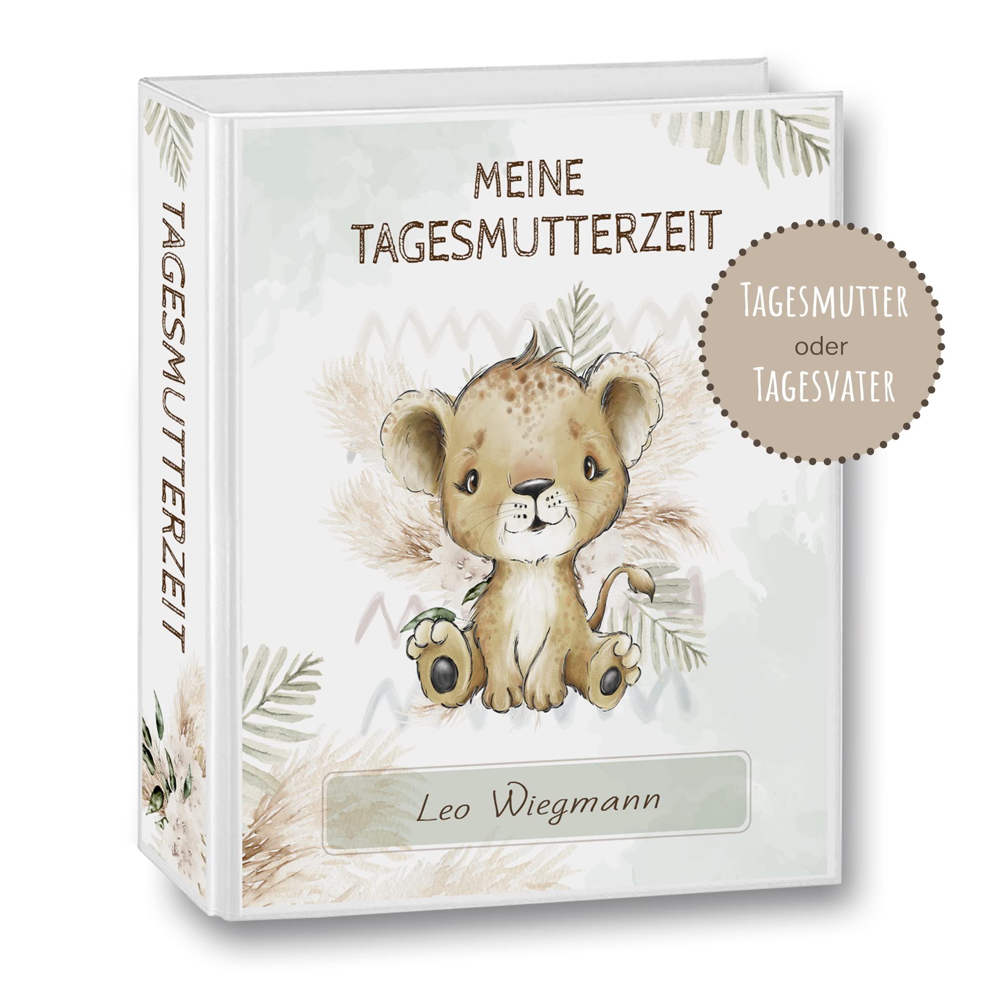 Kindergarten Ordner personalisiert mit Namen und Wunschtext Safaro Löwe A4 - Meine Kindergartenzeit Kindergartenordner Portfolioordner Sammelordner Junge Mädchen
