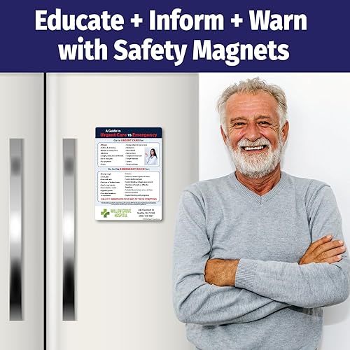 Miniatura 5 de Safety Magnets - Atención urgente o sala de emergencias (ER) - Imanes personalizados para refrigerador (paquete de 300) - Artículo promocional