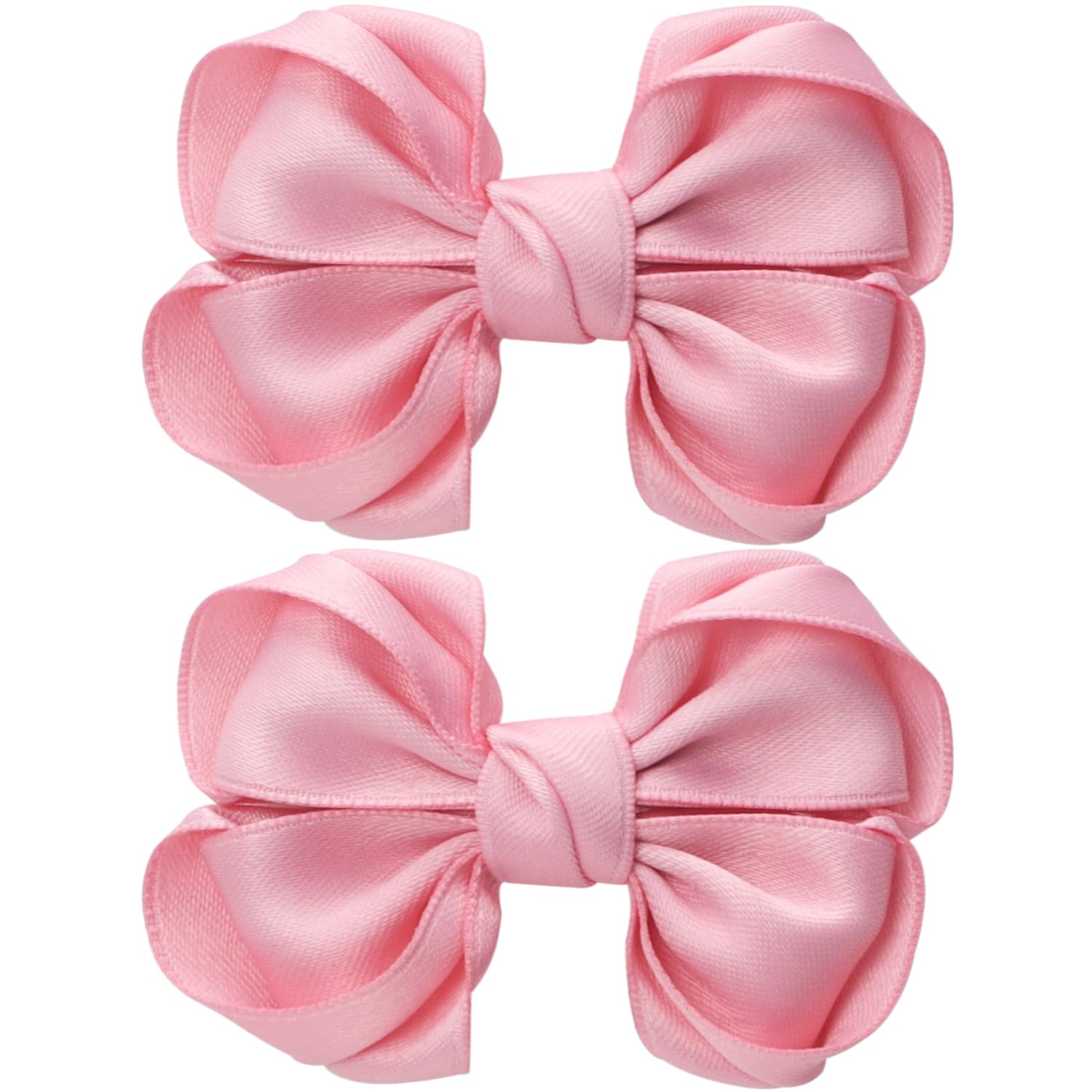Zolyco Tiny 3 Inch Hair Clips Double Bow - Cute Lined Boutique Alligator Hairpin for Girls, Toddlers, and Little Teens - Kids Barrettes Set of 2 Small