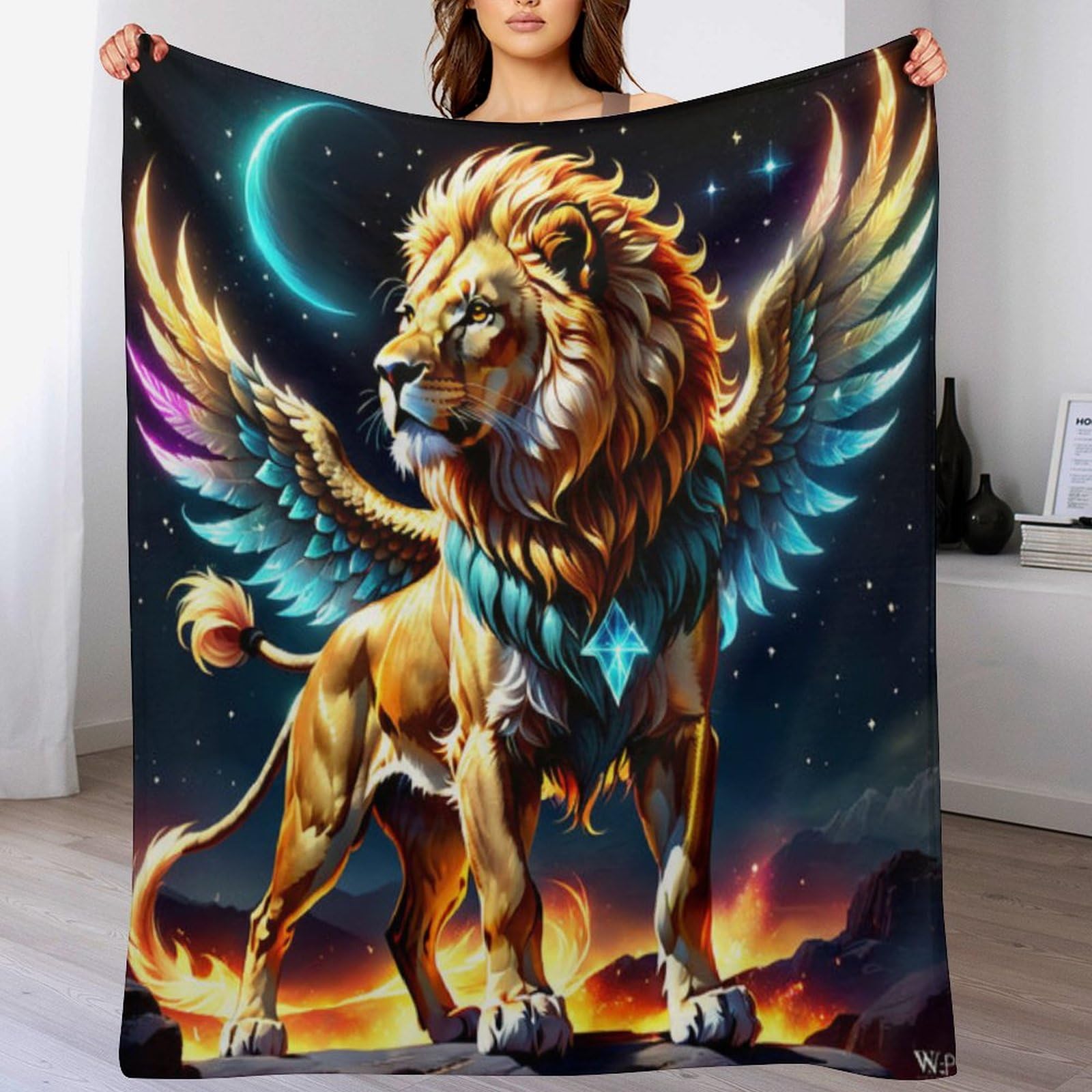 Tapis douillet lion couverture de canapé en polaire chaude pour vos soirées cocooning au salon
