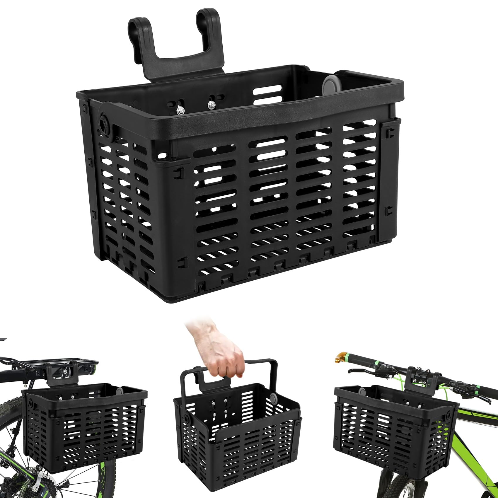 Panier de Pliable , Noir, 31,5 X 22,5 X 20,5 Cm/12,4 X 8,8 X 8,0 (Ouvert) Universel pour, Rangement de