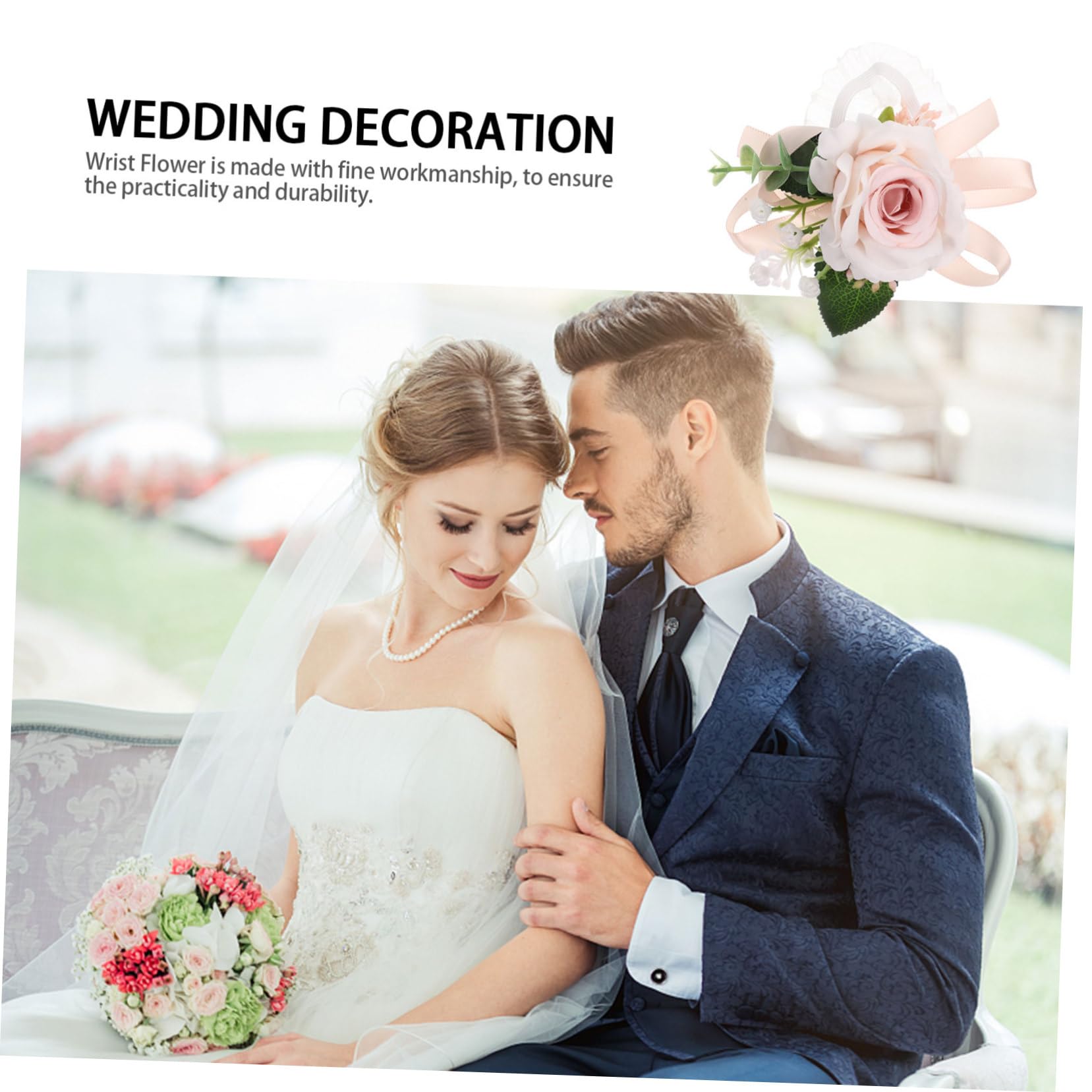 MAGICLULU 6 Stück Elegantes Armband Blumen aus Stoff für Hochzeit Brautjungfer Accessoire Zarte Handgelenksdekoration für Hochzeitsfeier
