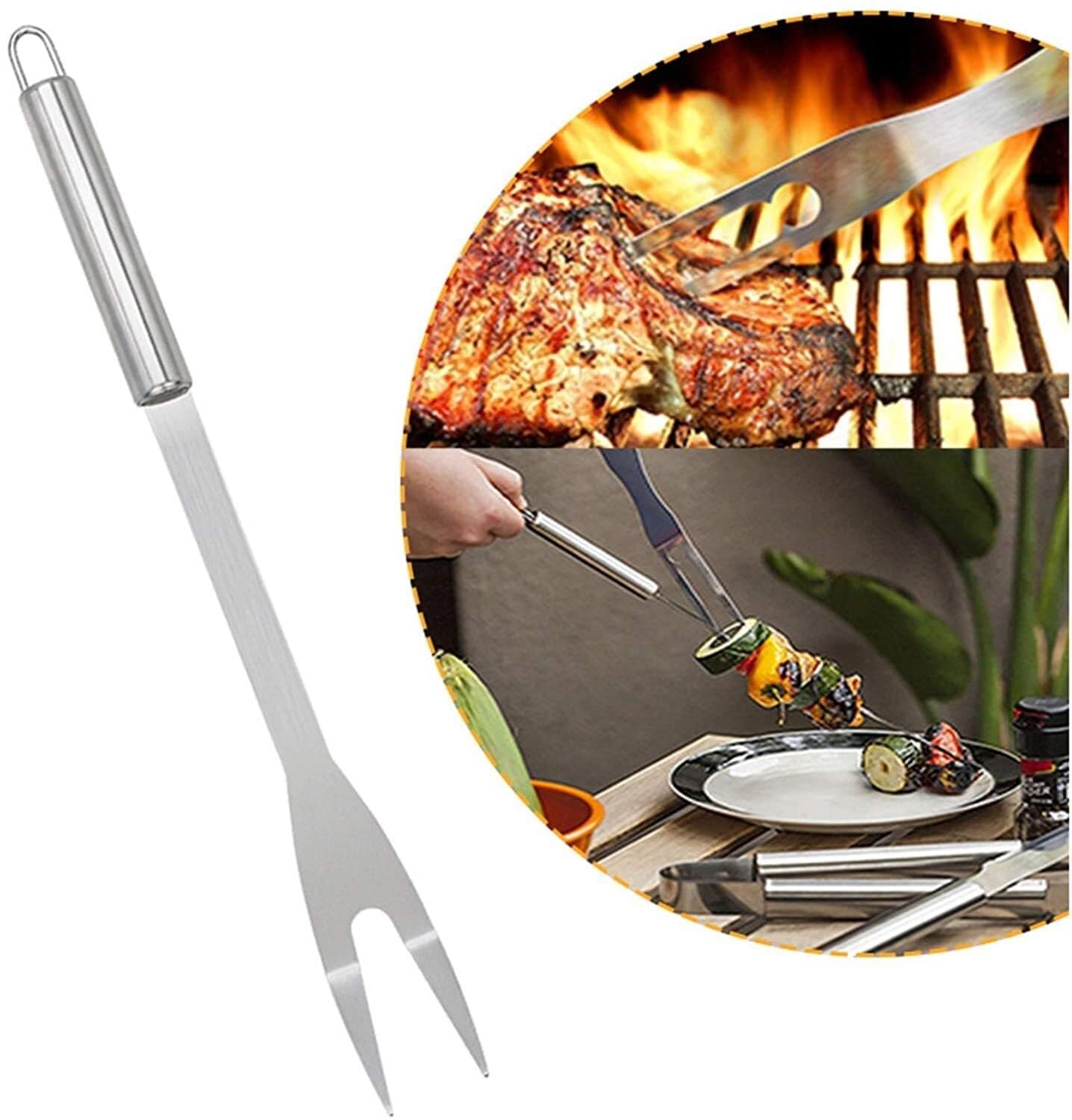 Set di 13 Utensili per Barbecue, in Acciaio Inox, con iniettore, Utensili e Borsa portaoggetti.
