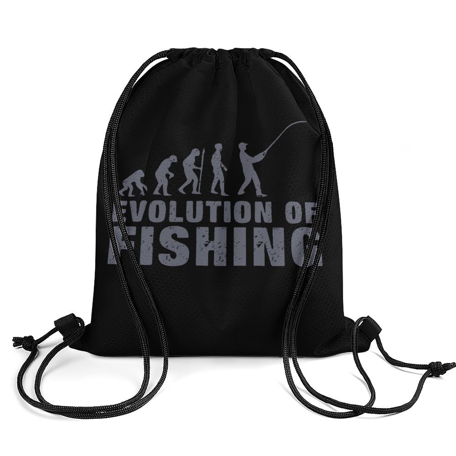 Evolution Fishing Drawstring Backpack Durable Sport Gym Bags Daypack for Men Women 35 * 42cm