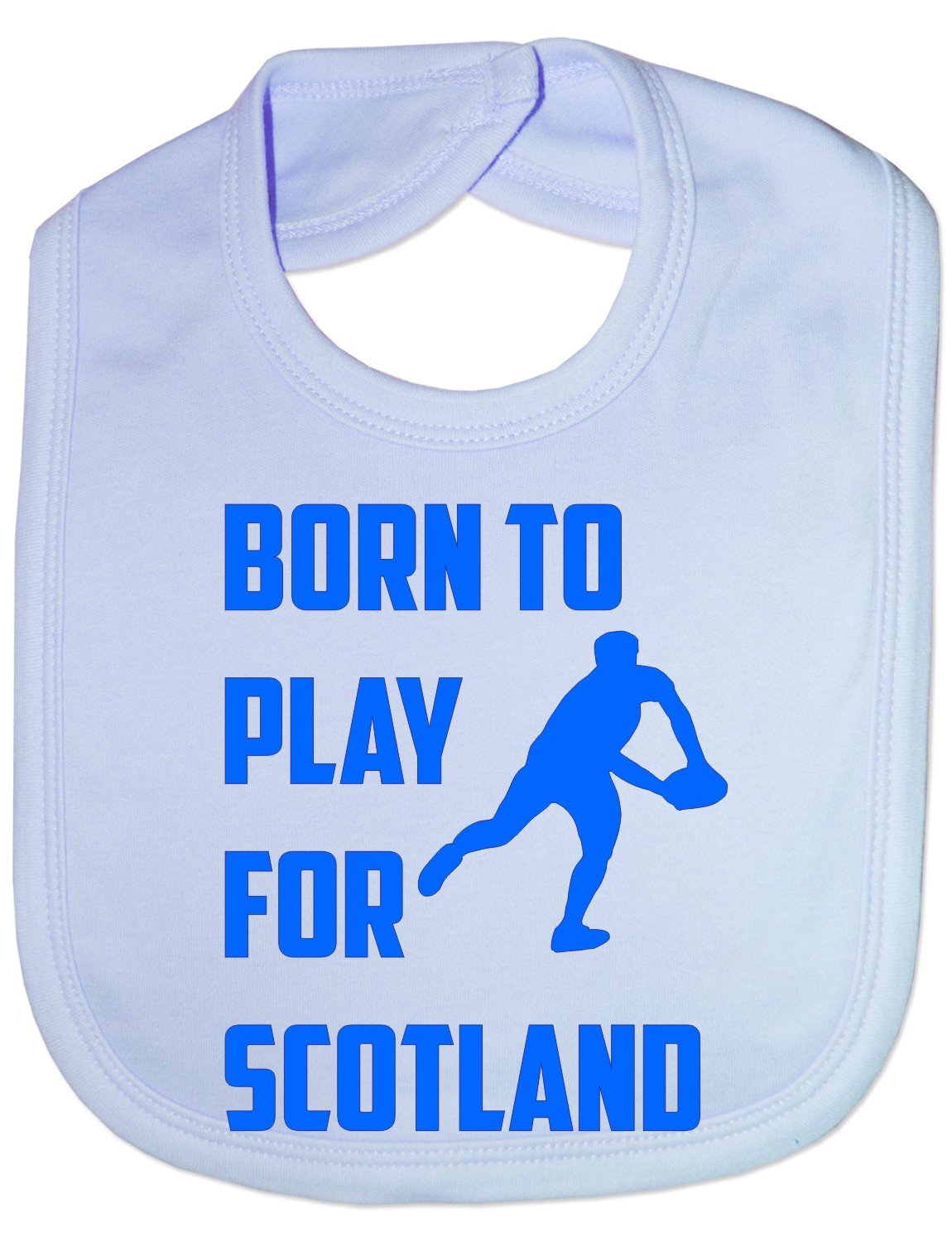 Print4U Born To Play For Scotland Rugby- Funny Baby/Toddler/Newborn Bib - Baby Gift blue