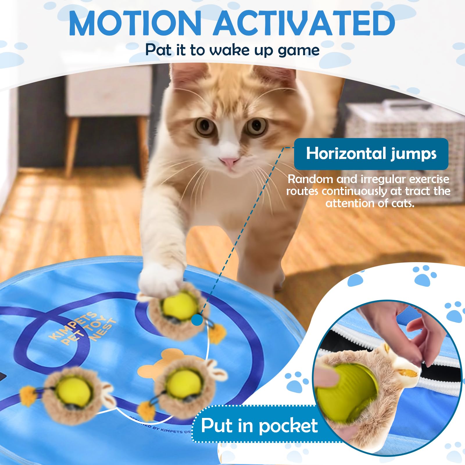 2 Palle Giocattolo Elettriche per Gatti con Tappetino Caccia, Palla Giocattolo Interattive Automatico Gatto, Palline Giocattolo Elettrici per Gattini, Pallina Interattiva Intelligente Gatti e Cani (B)