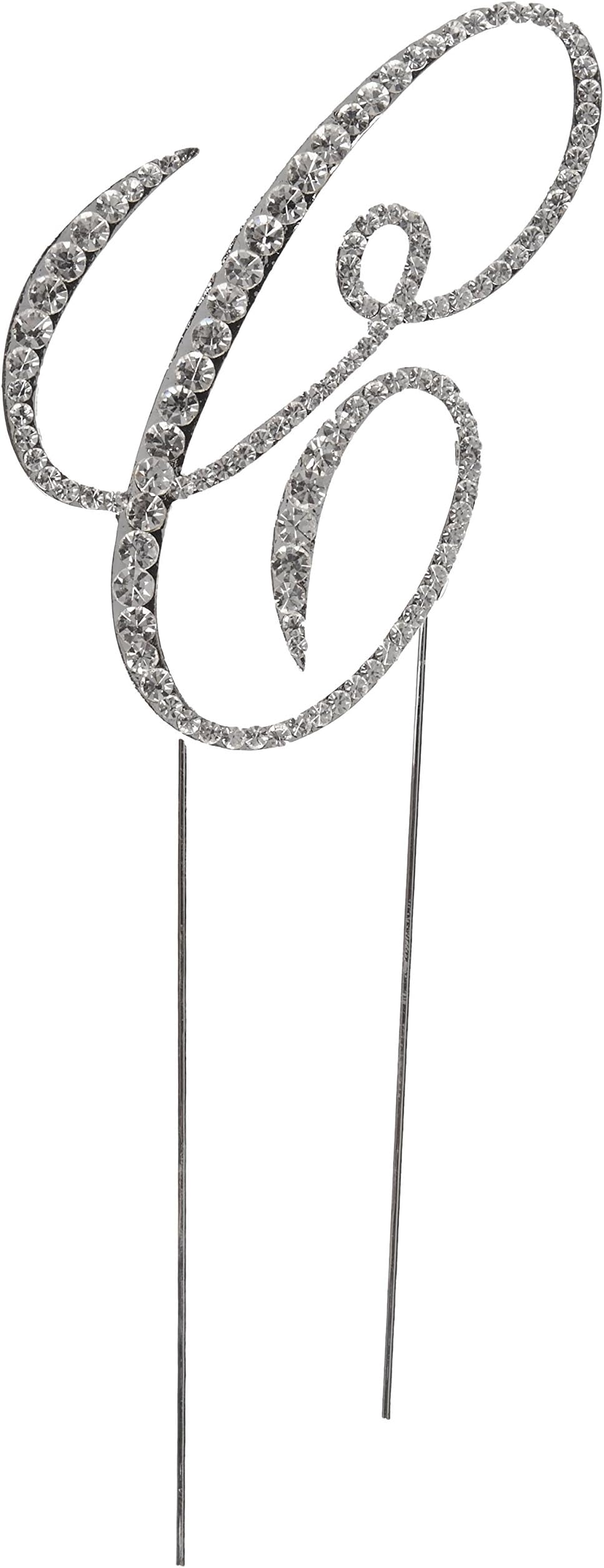 Victorian Crystal Rhinestone Wedding Cake Topper, Large, Letter C, Silver