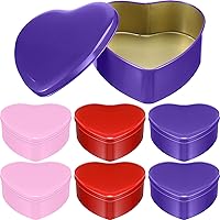 Vista 11 de Blulu 6 latas de metal en forma de corazón para el día de San Valentín con tapas de 4.72 x 4.33 pulgadas, cajas de dulces de San Valentín, tarro