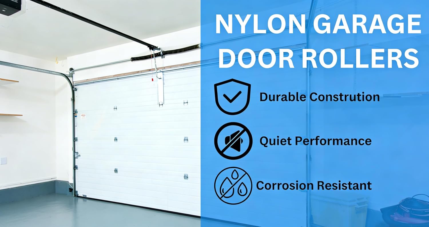 1.8'' Nylon White Garage Door Rollers 4.7” Stem 12 Pack - Quiet and Smooth Garage Door Wheels Replacement - Garage Door Rollers with Double Seal