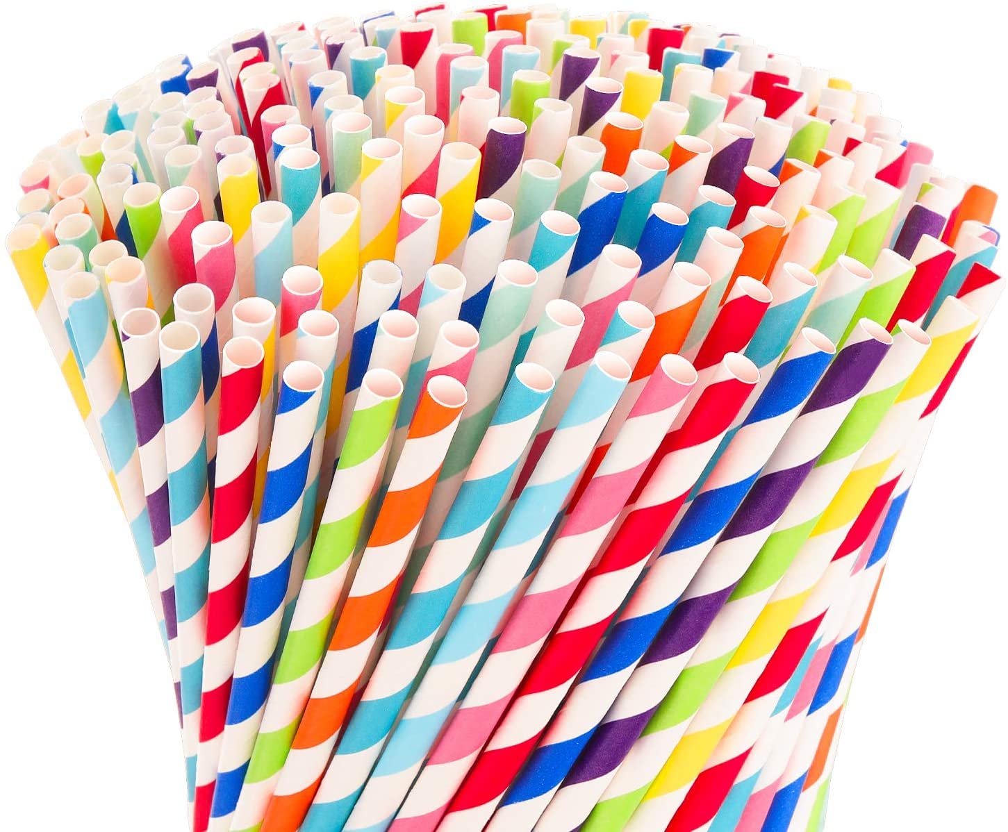 Colorful Stripped Paper Straw, 8mm, 100 Pieces