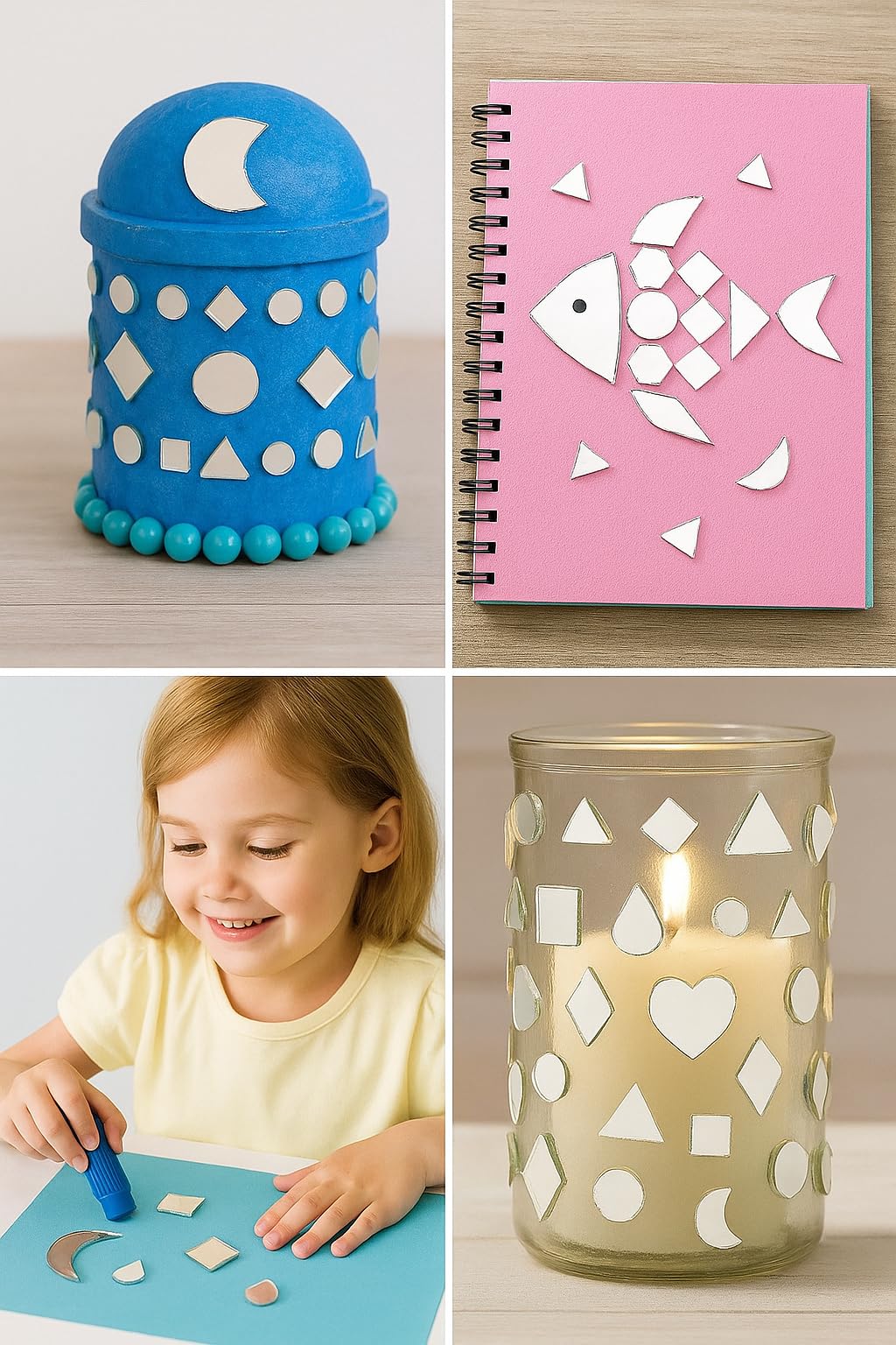 ambitieux DIY Mirror Craft Kit for Kids – 100+ Mini Mirror Cutouts in 10 Shapes with Glue & Storage Box – Craft Supplies for Lippon Art, Home Decor, Scrapbooking & DIY Projects - Image 3 thumbnail