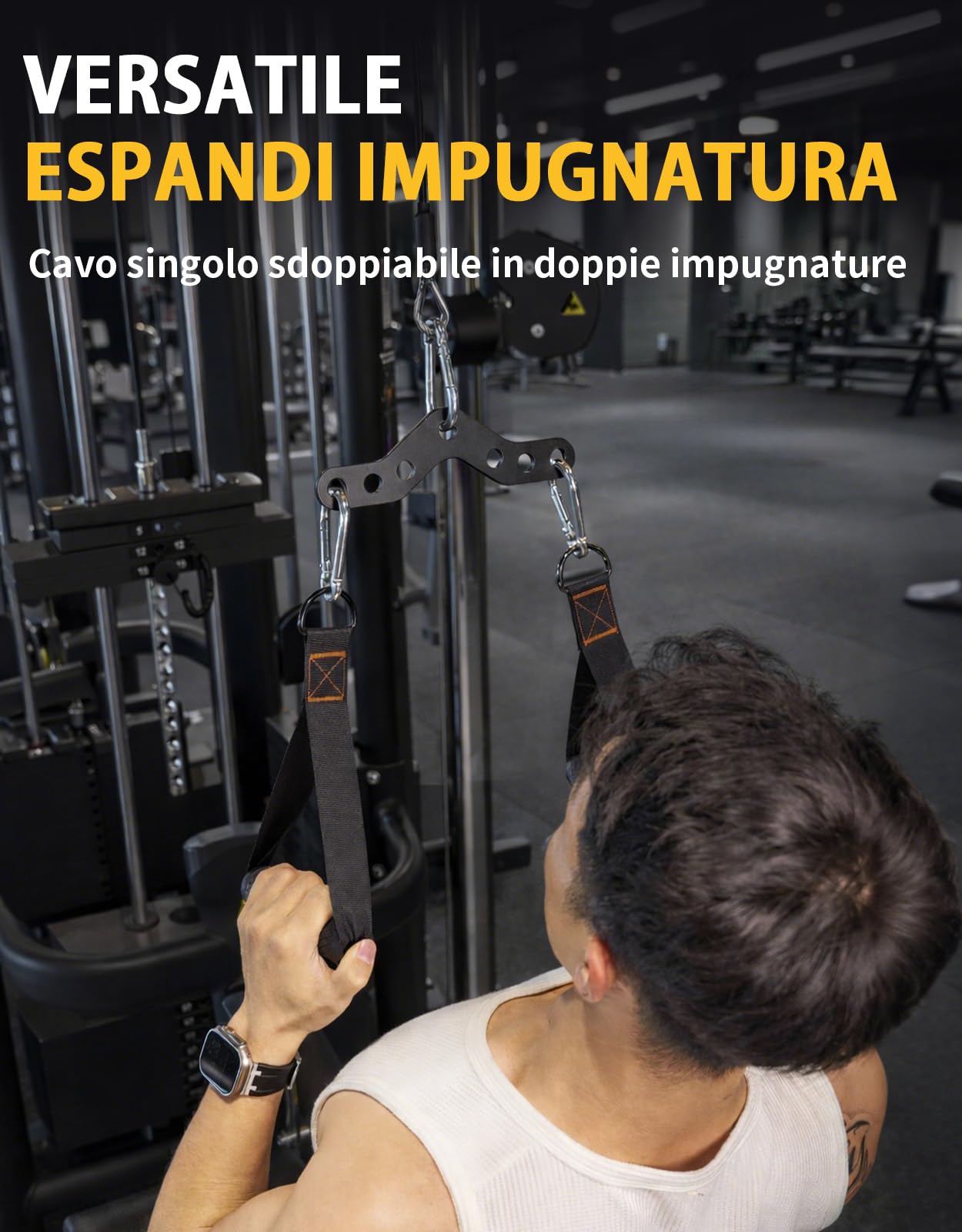 Adattatore 2:1 per Accessori Cavo, Barra LAT Pulldown Regolabile, Accessori per Macchine con Cavi da Palestra – 15cm