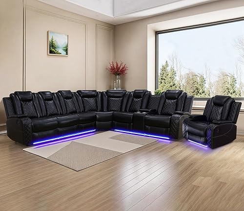 Power Sectional Sofa for Living Room Furniture Sets,Leather Reclining Corner