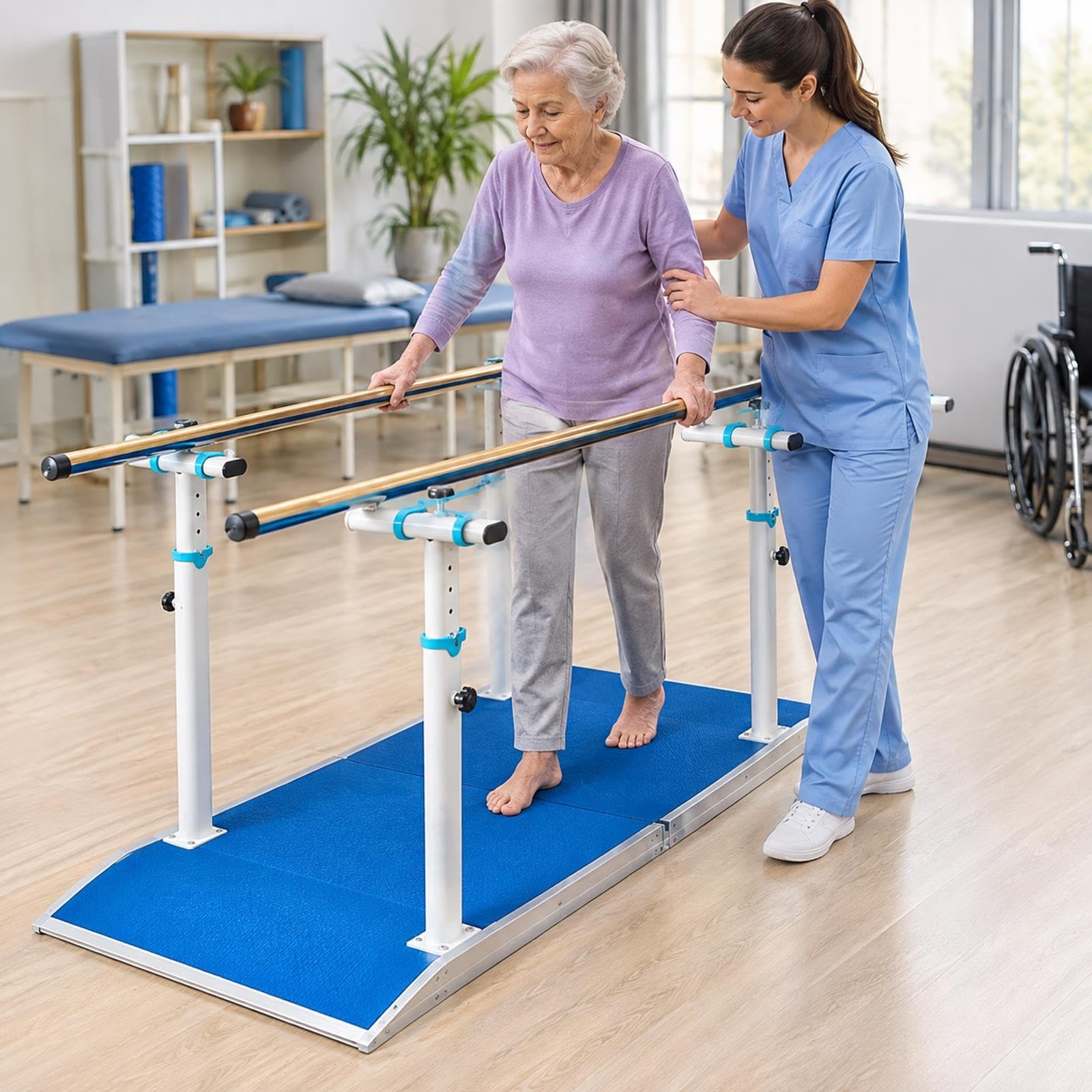 Barres Parallèles pour Physiothérapie, avec Base Antidérapante