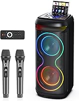 Vista 9 de JYX Máquina de Karaoke, Altavoz Grande de Fiesta Bluetooth con Luz LED de Discoteca, Compatible con Entrada TWS/USB/AUX/Tarjeta TF, Perfecto