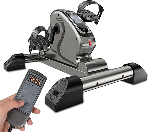 Mini bicicleta estática con pedal eléctrico con base antideslizante mejorada, control remoto para interiores, debajo del escritorio, bicicleta para