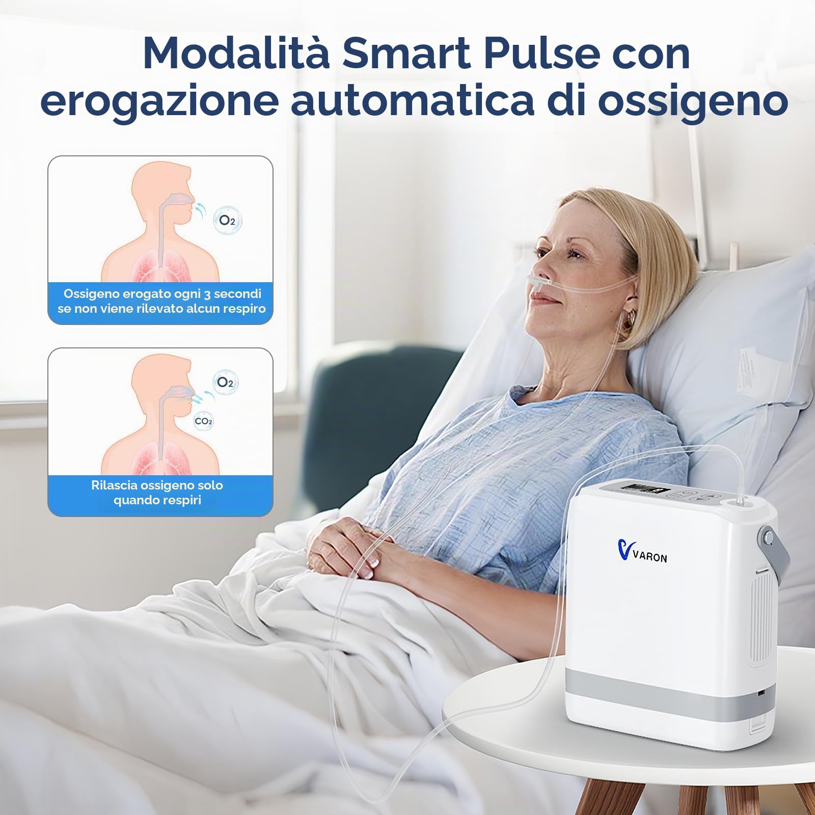Concentratore di ossigeno mobile 1~8 L/min regolabile, 93% ±3% di ossigeno con batteria, Concentratore di ossigeno portatile, apporto di ossigeno a impulso