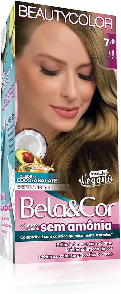 Coloração Bela&Cor Sem Amônia - 7.0 Louro Médio