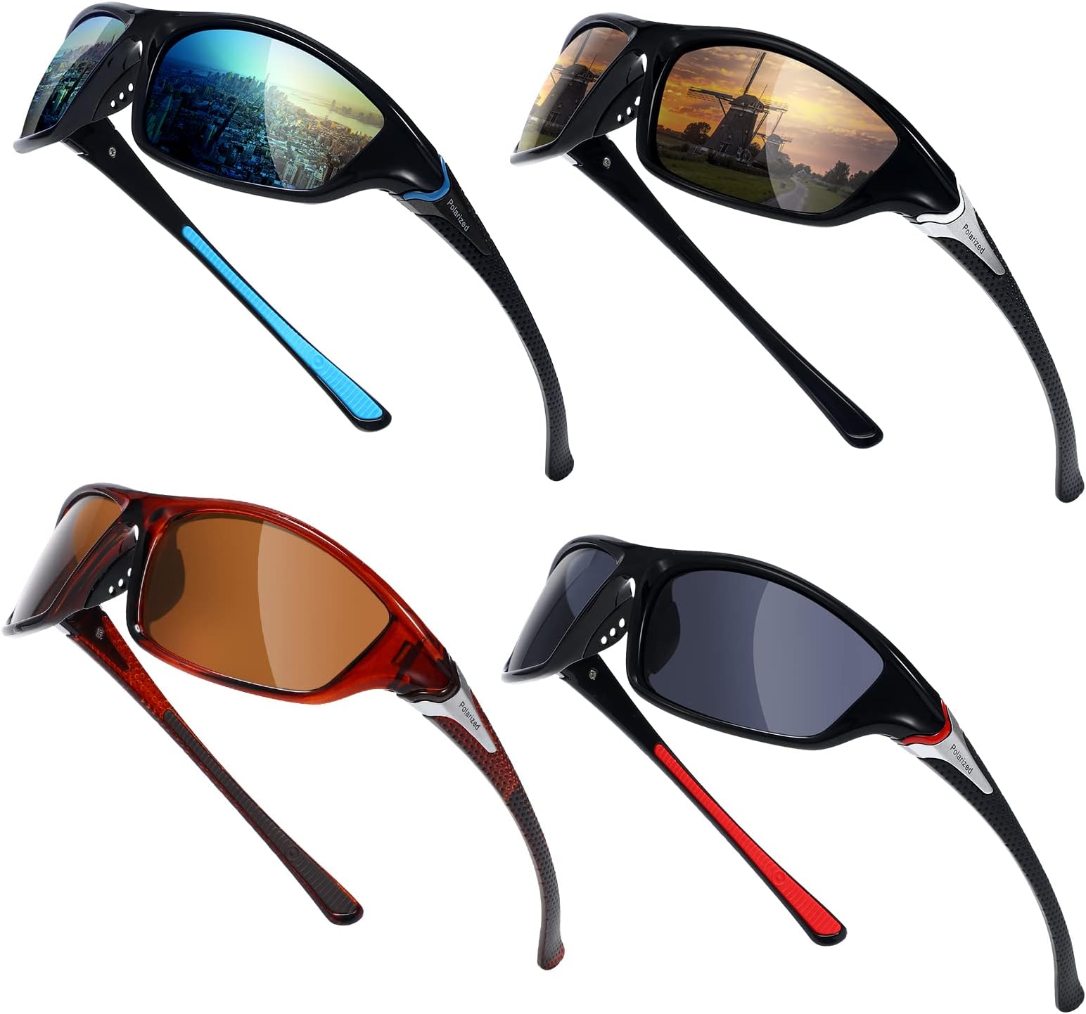 4 Pairs Men Polarized Sunglasses with UV Protection Driving Glasses Sports for Sport Outdoor Activities