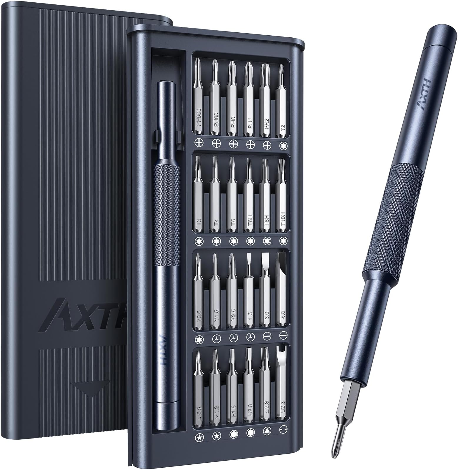 AXTH 25-in-1 Small Precision Screwdriver Set, Professional Magnetic Mini Repair Tool Kit for Phone, Computer, Watch, Laptop, Macbook, Ring Doorbell, Eyeglass, Electronic, [Bearing Steel] Screw Driver