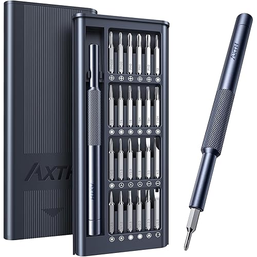 AXTH 25-in-1 Small Precision Screwdriver Set, Professional Magnetic Mini Repair Tool Kit for Phone, Computer, Watch, Laptop, Macbook, Ring Doorbell, Eyeglass, Electronic, [Bearing Steel] Screw Driver