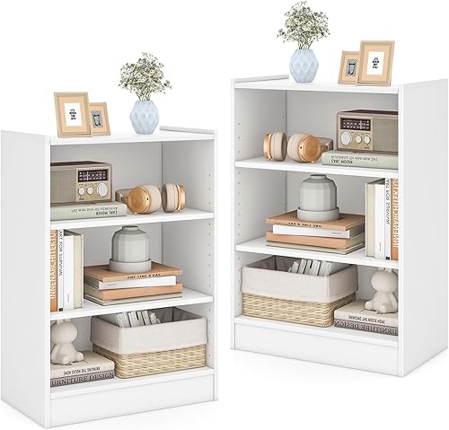 Miniatura 10 de Giantex Estantería de 3 cubos, color marrón, estantería abierta industrial moderna de 3 niveles con estantes ajustables, dispositivo antivuelco,