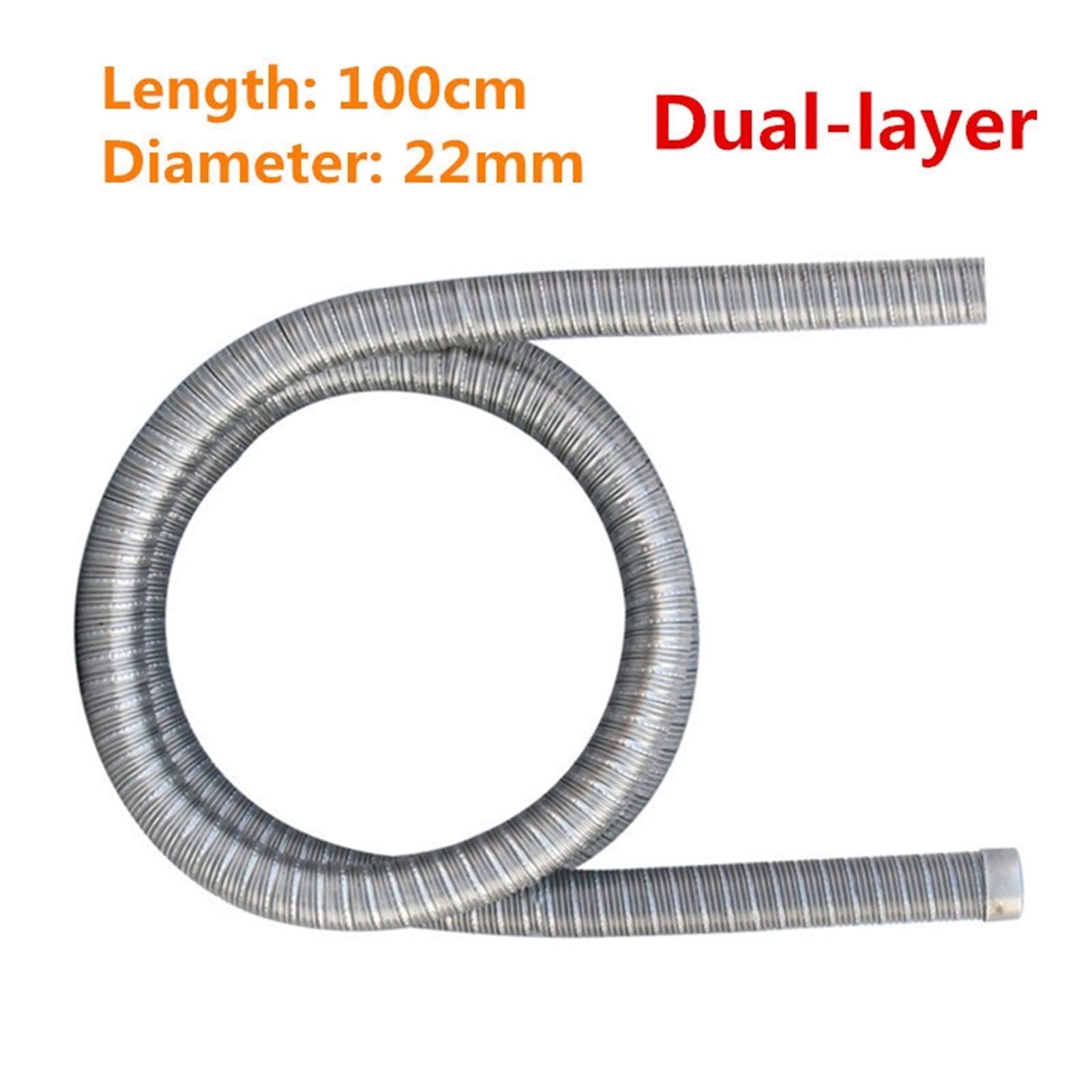 Tuyau D'echappement 100cm Double Couche Tuyau D'échappement Chauffage Voiture 22mm Réchauffeur d'air Diesel Tuyau D'échappement Acier Inoxydable pour Webasto pour Eberspacher Turbo Simulateur