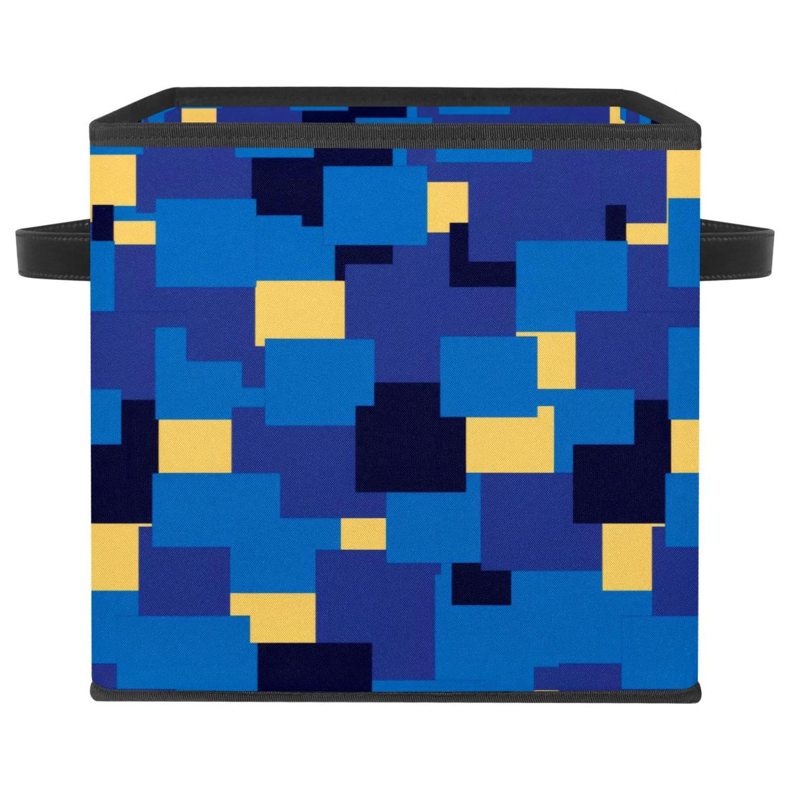 Organiseur durable bleu en tissu géométrique et poignées en cuir