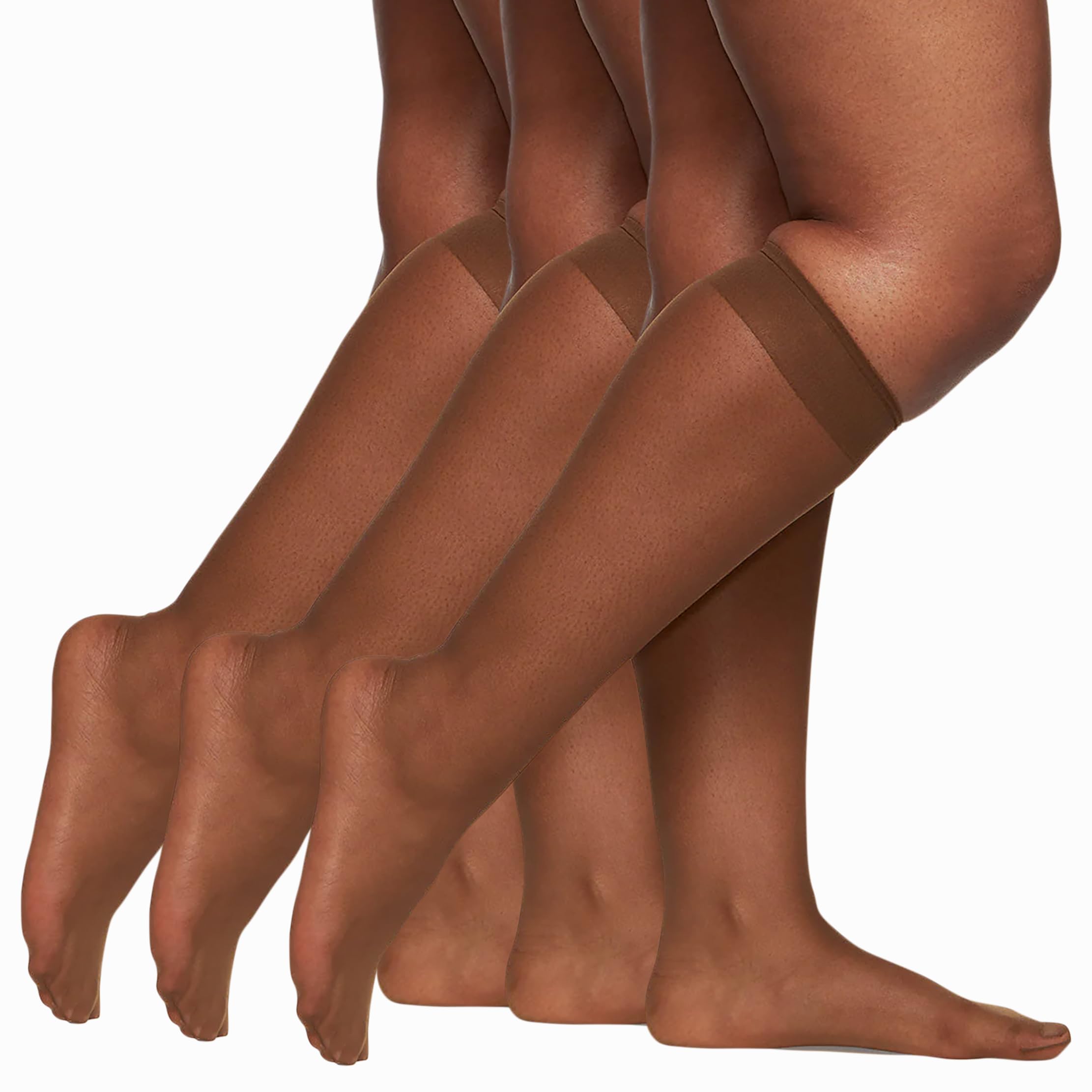 womens 3-pack All Day Sheer Knee High Queen Size With Sandalfoot Toe