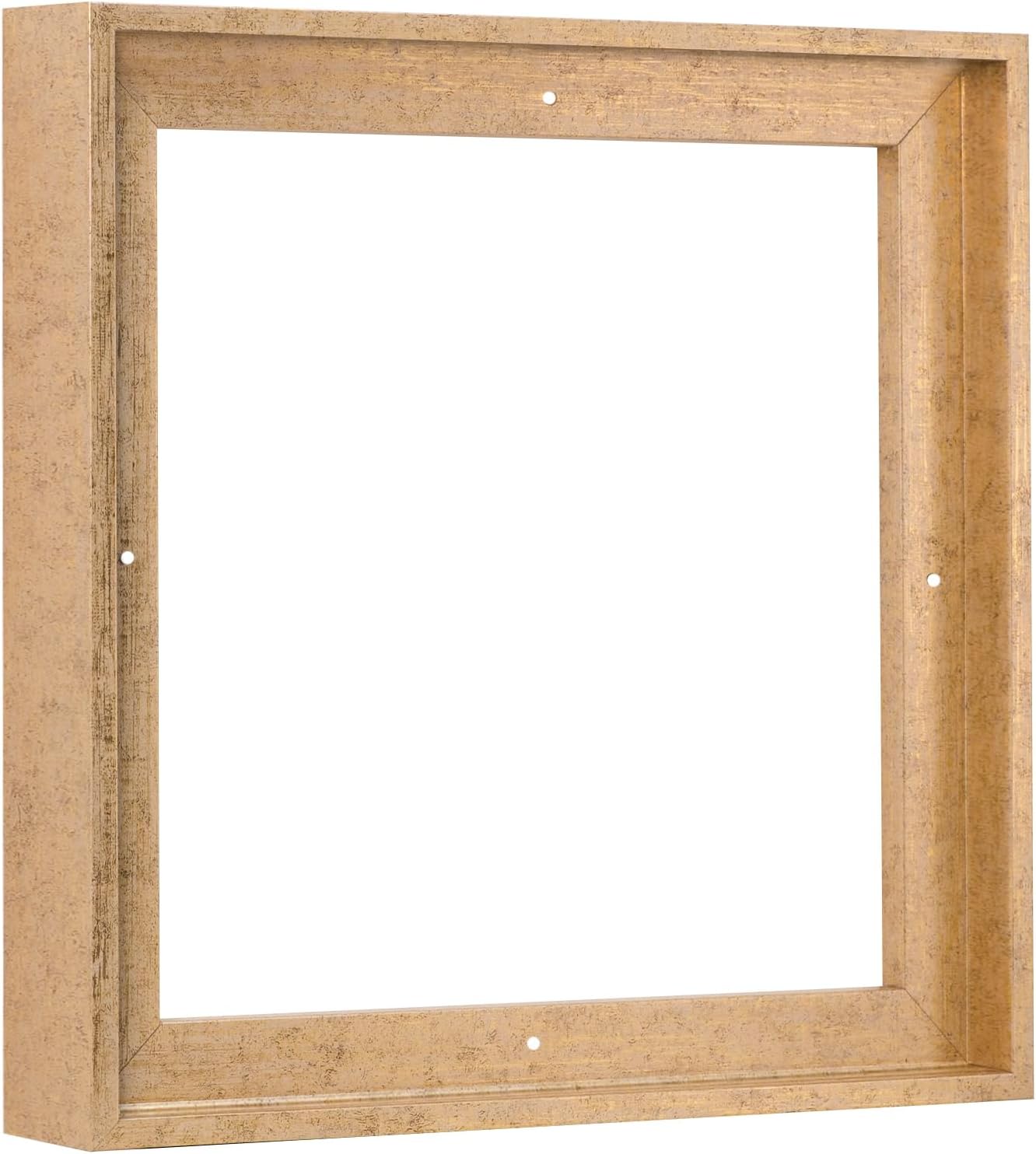 Pixy Canvas Floater Frame 12x12 for 1-1/2 (1.5) inch Deep Canvas Paintings/Canvas Prints/Wood Canvas Panels/Wall Art/Wall Decor/Home Decor/Artwork (Scratched Gold & Cream, 12 x 12 inch, Square)