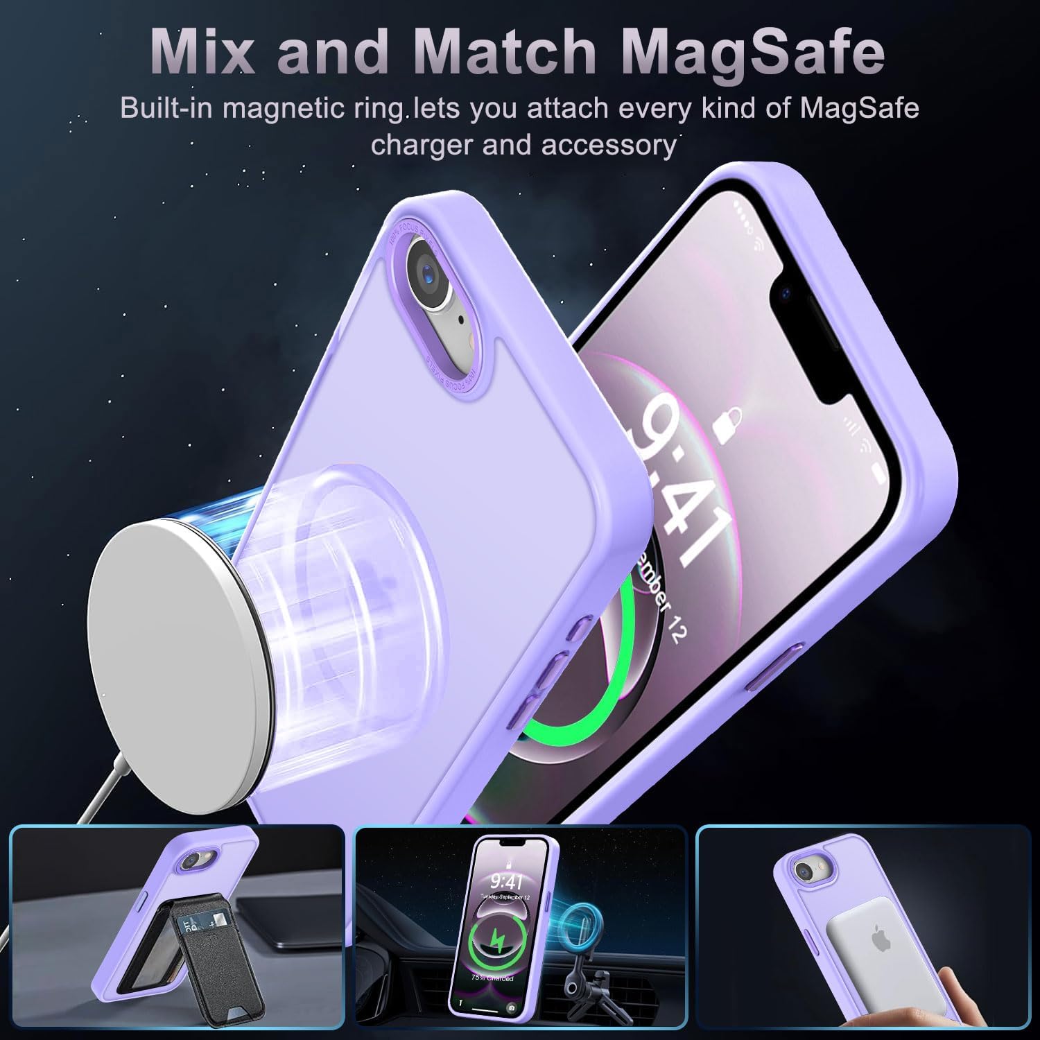Newfuture Designed for iPhone 16e Case with Magnetic [13 FT Military Drop Protection] [Compatible with Magsafe] Slim Translucent Matte Shockproof with Anti-Fingerprint Phone Case, Lilac Purple - Image 2