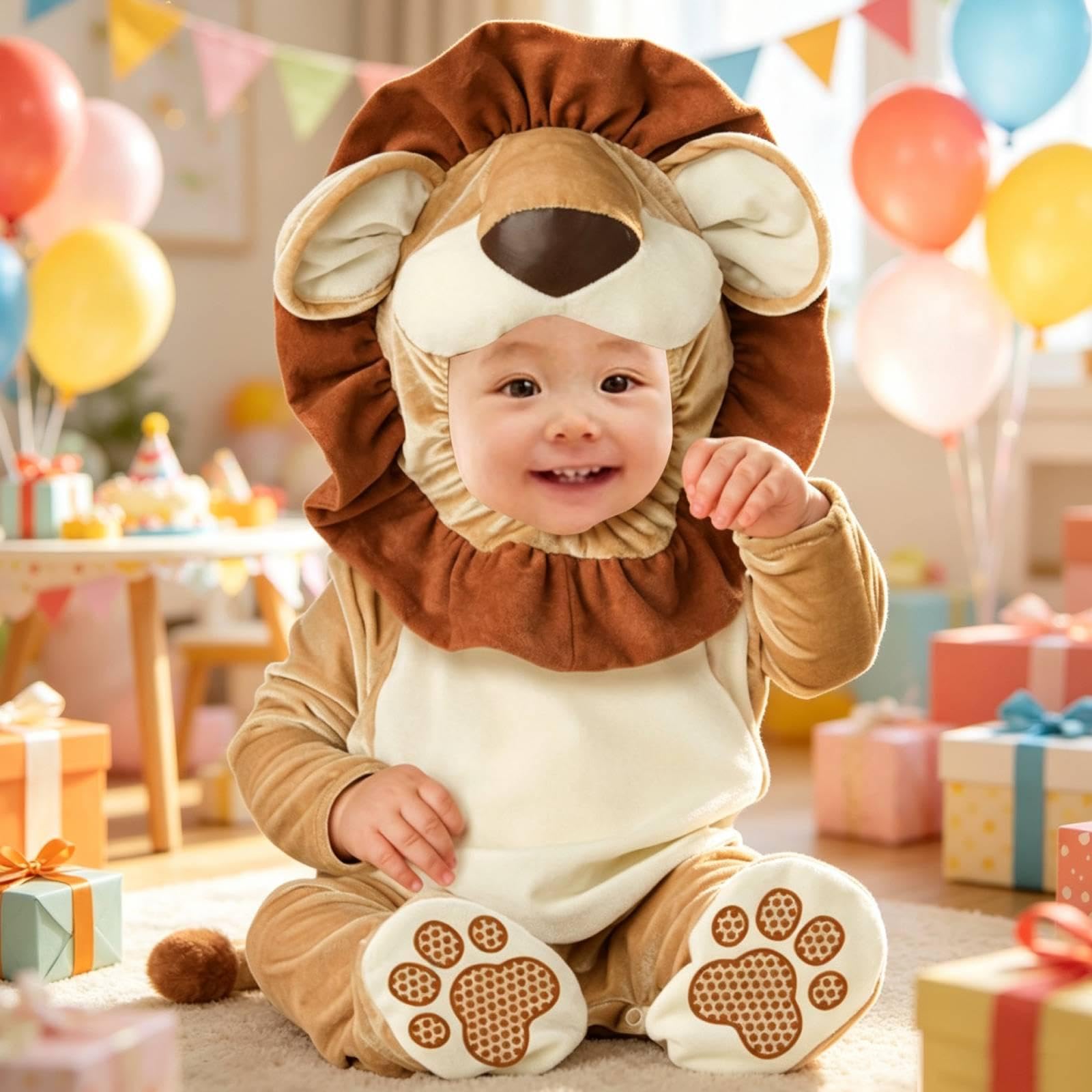 Baoblaze Costume di Halloween per neonati, tutina per neonati con cartoni animati, portatile, artigianale, divertente, per feste di Halloween, cosplay per, Forma di Leone, Xl