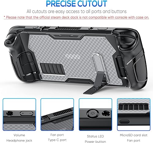 Miniatura 3 de Funda protectora para Steam Deck 2022, TPU suave anticolisión antiarañazos, con soporte magnético ajustable de 3 niveles, accesorios de funda de