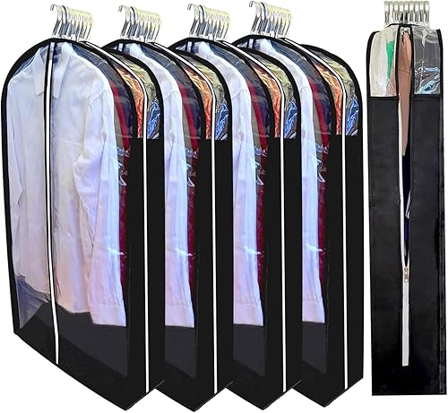 homeminda Bolsas de traje de 40 pulgadas para almacenamiento en armario con refuerzo de 6.3 pulgadas, bolsas de ropa para colgar ropa, fundas