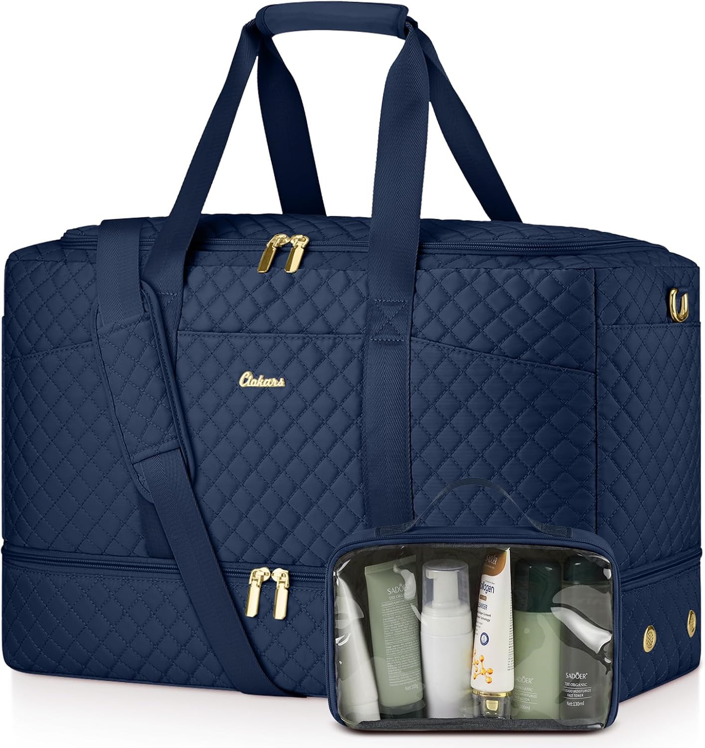 Duffle Bag for Travel, 40L Weekender Bag with Shoe Compartment, Carry On Overnight Bag for Women with Toiletry Bag Duffel Bags with Wet Pocket for Gym Hospital Bags for Labor and Delivery Black