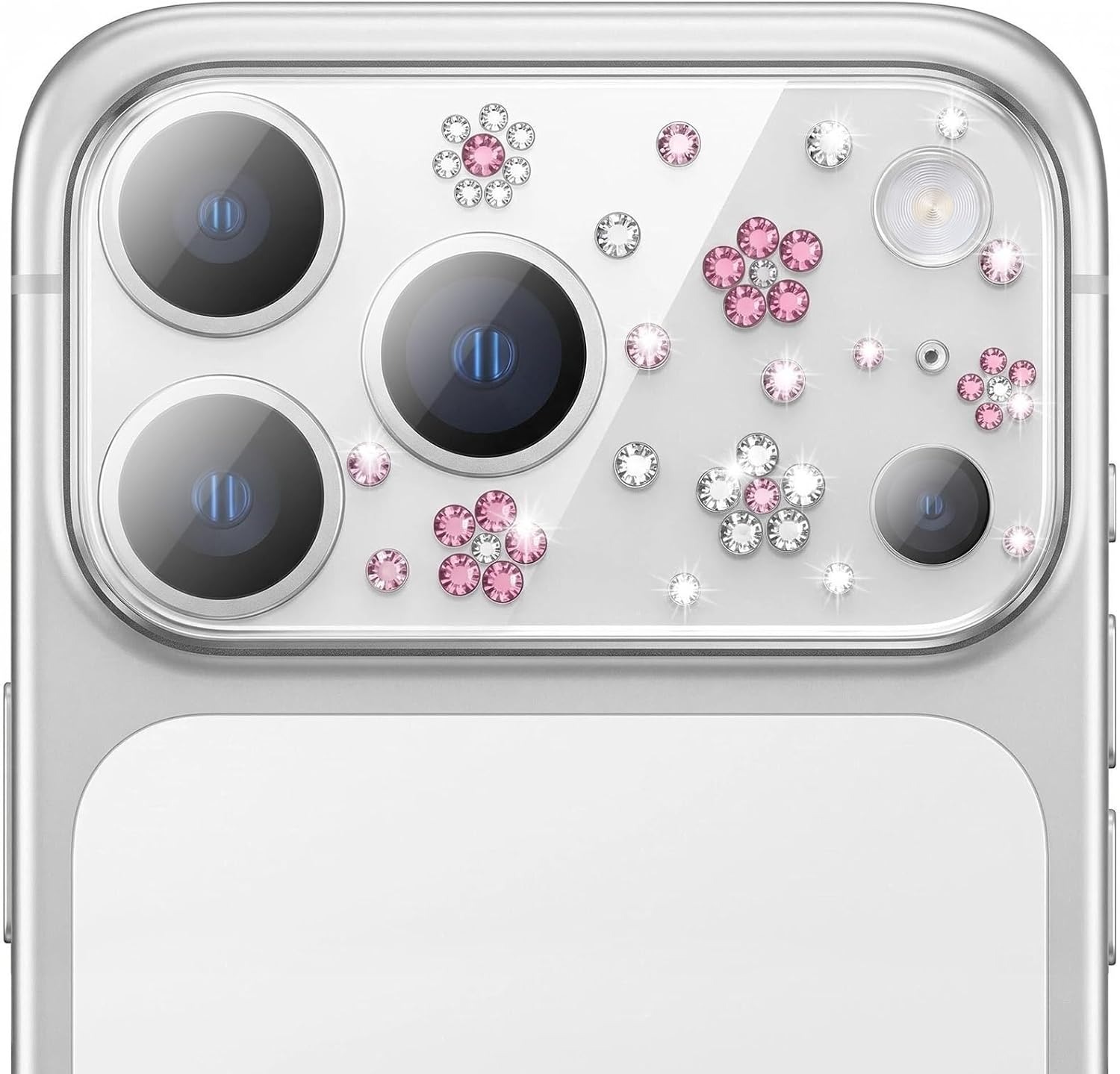 SOLET Glitter Camera Lens Protector for iPhone 17 Pro Max - Bling Diamond & Cute Flower Decor, 9H Anti-Scratch & 3D Full Cover, Aesthetic Girly Camera Cover for Trendy Girls and Women