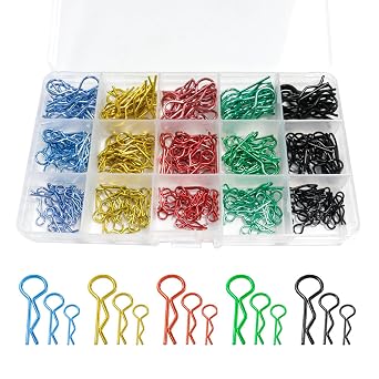 310pcs Universal RC Body Clips, Steel R Clips, Stainless Steel, 1/8 1/10 1/12 1/14 1/16 1/18 Scale, Traxxas Redcat HPI Himoto HSP Exceed RC Car Parts Truck Buggy Shell Replacement