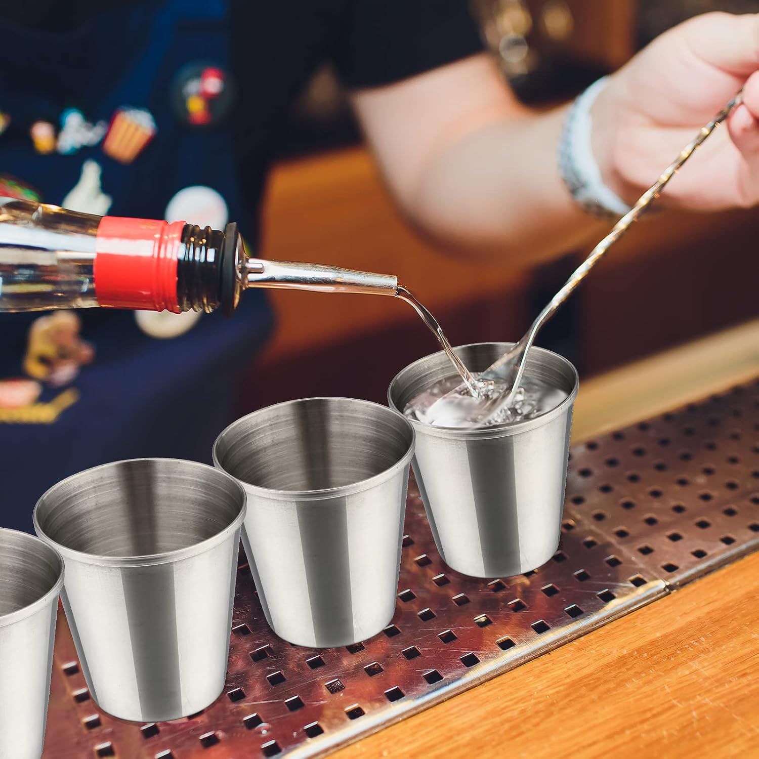 Mimorou 50 Pcs Stainless Steel Shot Glasses 1 Ounce Small Shot Cups Metal Shot Glasses Beer Drinking Tumbler for Espresso Beer Wine Whiskey Cocktail Bar Restaurant Kitchen