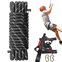 White Tech Climbing Rope, (10.5MM 50Mtr) Nylon Braided Rope Static Rope, High Strength Safety Rope, Hiking Climbing Fire Rappelling Rope with Safety Belt Climbing Carabiner Included (Black) gallery image