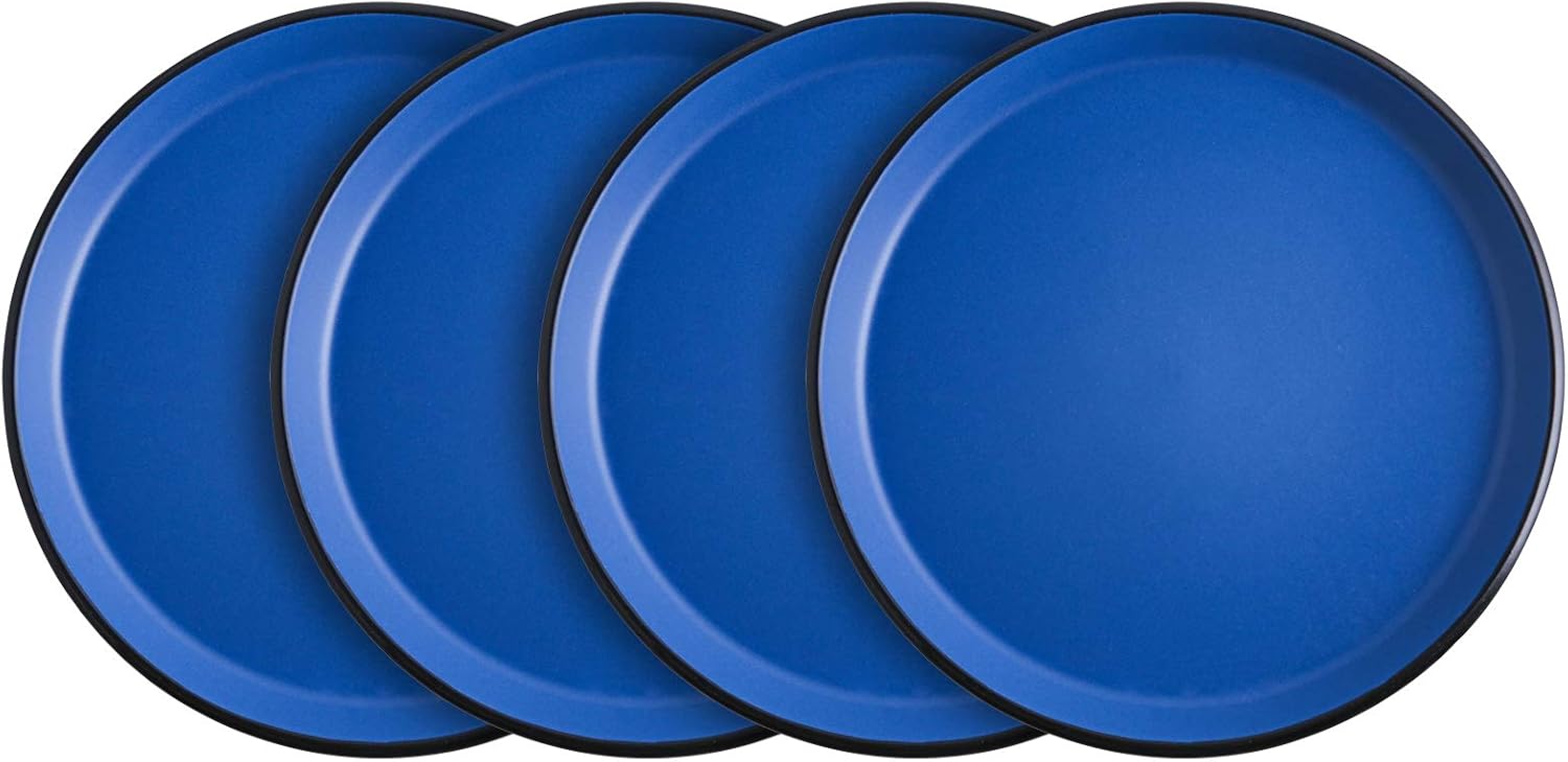 Stone Lain Stoneware Salad Plate Set, Blue and Black