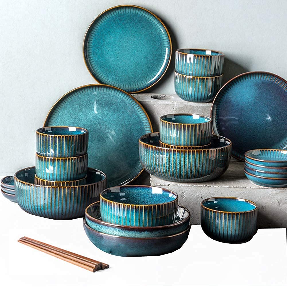 Zestawy obiadowe - Luksusowy zestaw naczyń serwisowych， Zestaw porcelanowych naczyń obiadowych， Zestawy talerzy i misek ceramicznych， Zestaw naczyń kamionkowych，