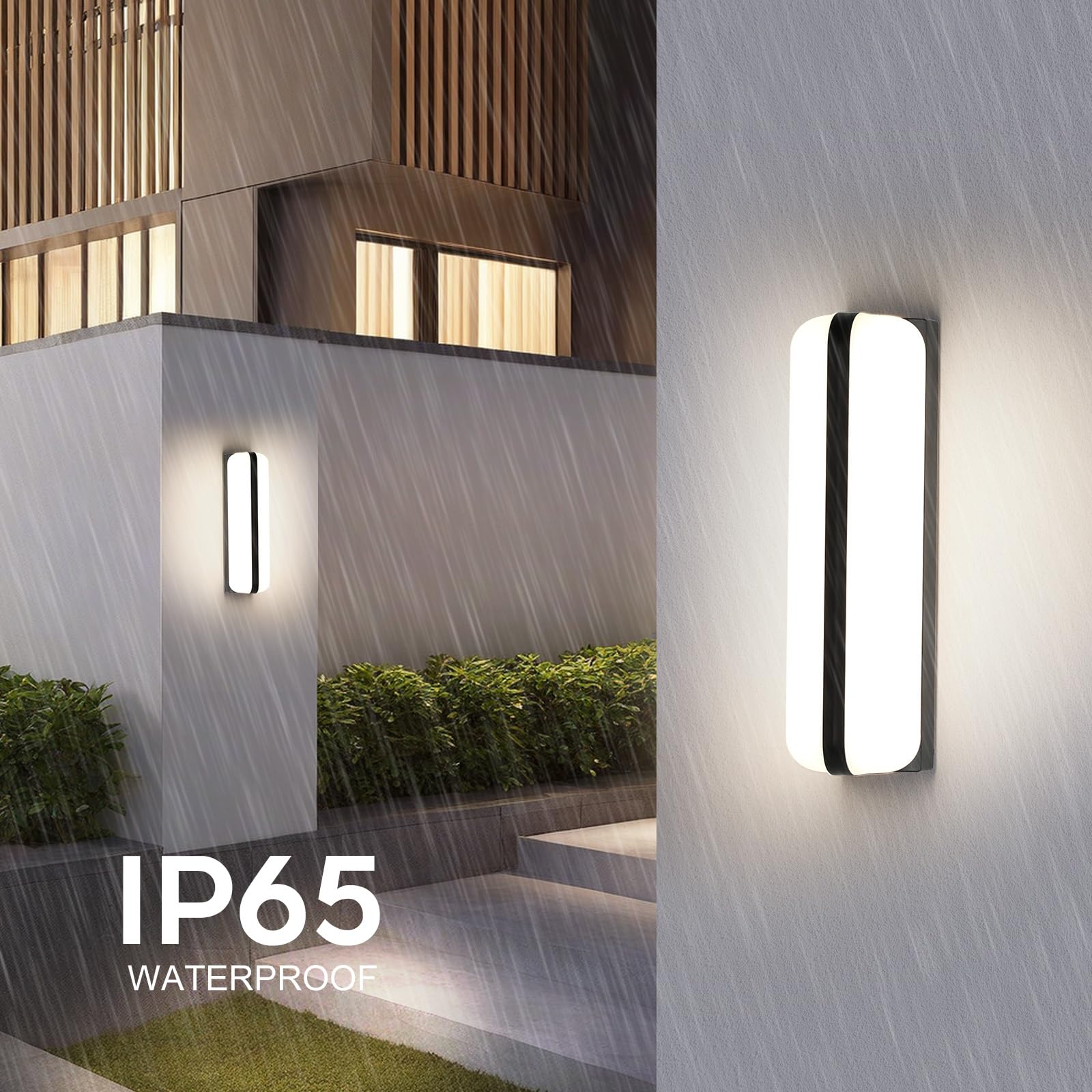 Letlit Led Wall Lights Exterior/Indoor 20W,IP65 Waterproof,2000lm/4000k Neutral White,Up and Down Lighting,Sconce for Bathroom Corridor Stairs Hallway Patio Villa Porch Bedrooms(Black) - Image 3