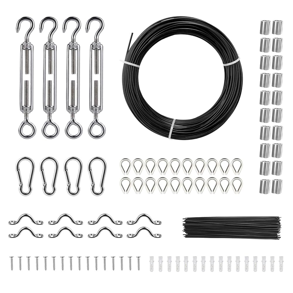 白線流し　3枚セット VEVOR Vinyl Coated Wire Rope Kit, 3/32 Cable Through 1/16