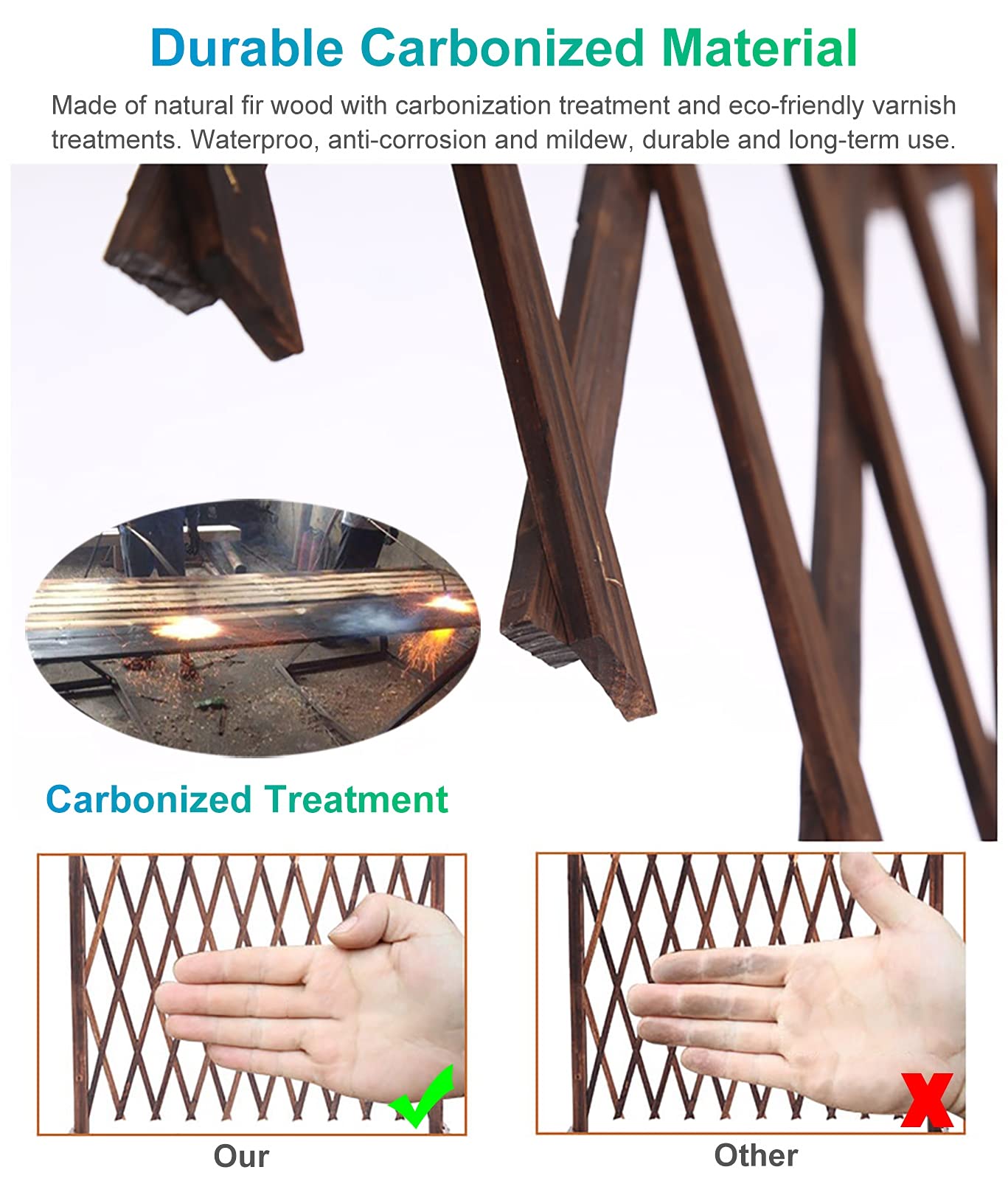 Supporto per piante in legno espandibile autoportante e graticcio, supporto versatile da giardino per piante rampicanti, decorazione esterna e barriera di sicurezza per animali domestici