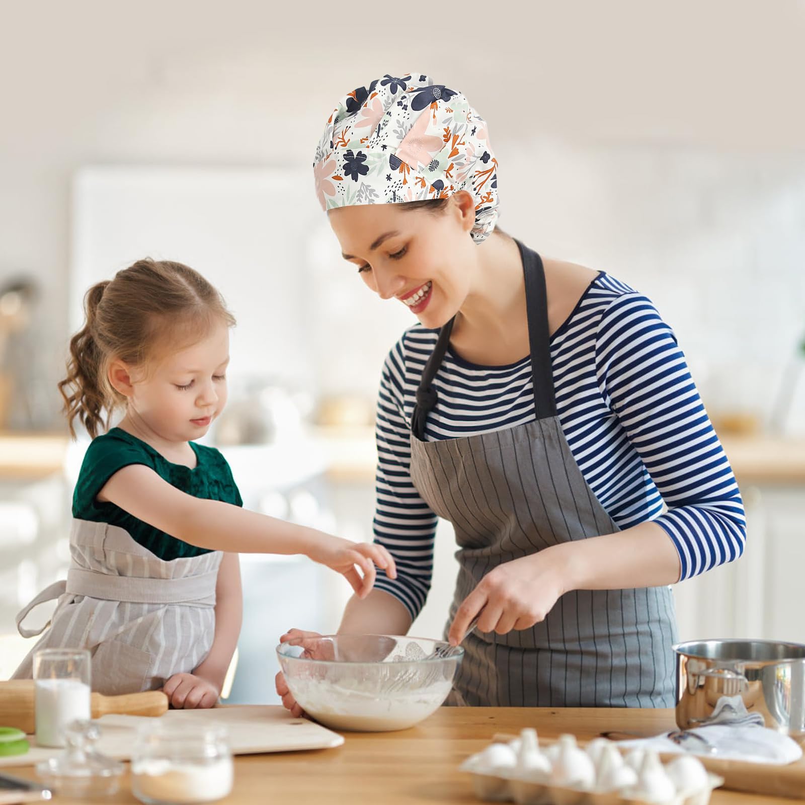 3 Pièces casquette femme Calot Chirurgien Femme Chapeaux de Travail avec Noués à Dos Sweatband Chapeau Réglable Capuche Casquette Queue Cheval Calot Chirurgien Cuisine Couverture Homme Femme
